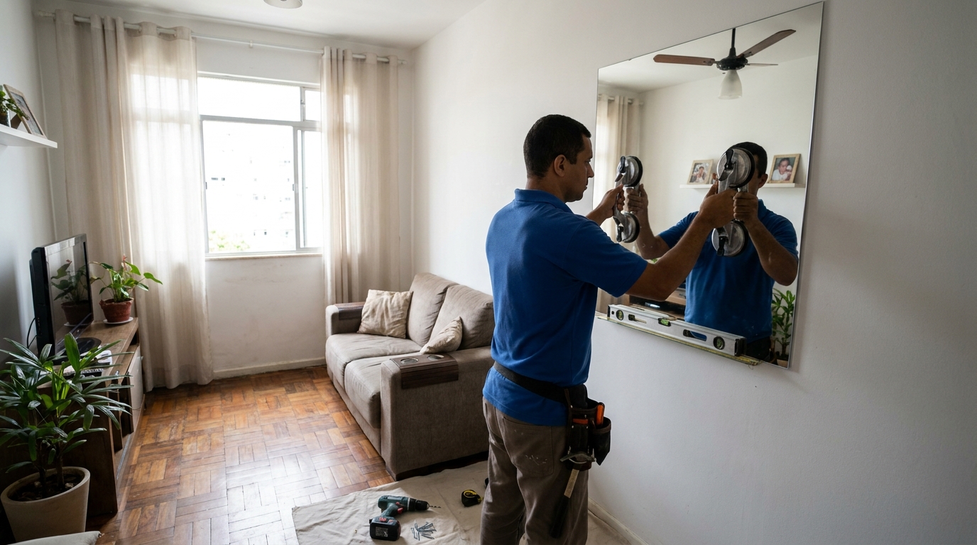 Espelho sob medida com parquet em Governador Valadares-MG