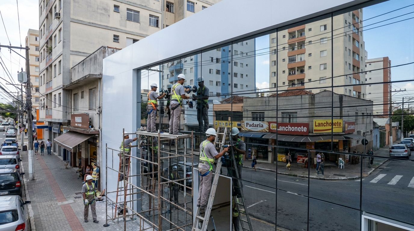 Fachada espelhada em esquina em Governador Valadares-MG